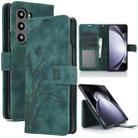 For Samsung Galaxy Z Fold6 Orchid Butterfly Embossed Leather Phone Case(Green) - 1