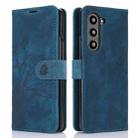 For Samsung Galaxy Z Fold6 Orchid Butterfly Embossed Leather Phone Case(Blue) - 2