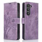 For Samsung Galaxy Z Fold6 Orchid Butterfly Embossed Leather Phone Case(Purple) - 2