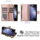 For Samsung Galaxy Z Fold6 Rhombic Zipper Card Wallet Leather Phone Case with Lanyard(Rose Gold) - 2