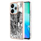 For Redmi 13 4G Electroplating Marble Dual-side IMD Phone Case(Totem Elephant) - 1