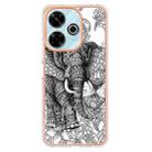 For Redmi 13 4G Electroplating Marble Dual-side IMD Phone Case(Totem Elephant) - 3