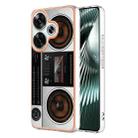 For Xiaomi Poco F6 5G Electroplating Marble Dual-side IMD Phone Case(Retro Radio) - 1