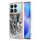 For Xiaomi Poco F6 Pro 5G Electroplating Marble Dual-side IMD Phone Case(Totem Elephant) - 1