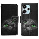 For Xiaomi Redmi 13 4G Colored Drawing Pattern Leather Phone Case(Black Cat) - 1