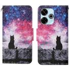 For Xiaomi Redmi 13 4G Colored Drawing Pattern Leather Phone Case(Star Sky Cat) - 1