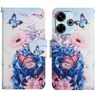 For Xiaomi Redmi 13 4G Colored Drawing Pattern Leather Phone Case(Purple Butterfly) - 1