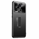 For Redmi K70 Ultra Frosted Metal Hybrid TPU Holder Phone Case(Black) - 1