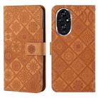 For Honor 200 Pro Ethnic Style Embossed Pattern Leather Phone Case(Brown) - 1