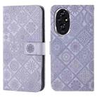 For Honor 200 Pro Ethnic Style Embossed Pattern Leather Phone Case(Purple) - 1