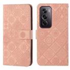 For OPPO Reno12 Pro Global Ethnic Style Embossed Pattern Leather Phone Case(Pink) - 1