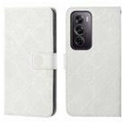 For OPPO Reno12 Pro Global Ethnic Style Embossed Pattern Leather Phone Case(White) - 1