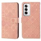 For OPPO Reno12 5G Global Ethnic Style Embossed Pattern Leather Phone Case(Pink) - 1