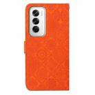 For OPPO Reno12 5G Global Ethnic Style Embossed Pattern Leather Phone Case(Orange) - 3