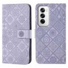 For OPPO Reno12 5G Global Ethnic Style Embossed Pattern Leather Phone Case(Purple) - 1