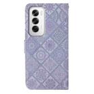 For OPPO Reno12 5G Global Ethnic Style Embossed Pattern Leather Phone Case(Purple) - 3