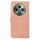 For OPPO Reno12 F Global Ethnic Style Embossed Pattern Leather Phone Case(Pink) - 3