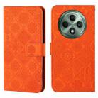 For OPPO Reno12 F Global Ethnic Style Embossed Pattern Leather Phone Case(Orange) - 1