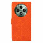 For OPPO Reno12 F Global Ethnic Style Embossed Pattern Leather Phone Case(Orange) - 3