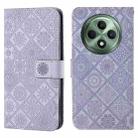 For OPPO Reno12 F Global Ethnic Style Embossed Pattern Leather Phone Case(Purple) - 1