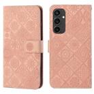 For Samsung Galaxy S24 FE 5G Ethnic Style Embossed Pattern Leather Phone Case(Pink) - 1