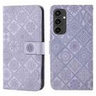 For Samsung Galaxy S24 FE 5G Ethnic Style Embossed Pattern Leather Phone Case(Purple) - 1