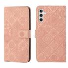 For Samsung Galaxy S25 5G Ethnic Style Embossed Pattern Leather Phone Case(Pink) - 1