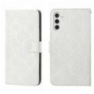 For Samsung Galaxy S25 5G Ethnic Style Embossed Pattern Leather Phone Case(White) - 1