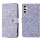 For Samsung Galaxy S25 5G Ethnic Style Embossed Pattern Leather Phone Case(Purple) - 1