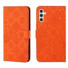 For Samsung Galaxy S25+ 5G Ethnic Style Embossed Pattern Leather Phone Case(Orange) - 1