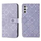 For Samsung Galaxy S25+ 5G Ethnic Style Embossed Pattern Leather Phone Case(Purple) - 1