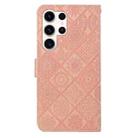 For Samsung Galaxy S25 Ultra 5G Ethnic Style Embossed Pattern Leather Phone Case(Pink) - 3