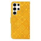 For Samsung Galaxy S25 Ultra 5G Ethnic Style Embossed Pattern Leather Phone Case(Yellow) - 3