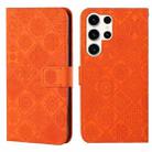 For Samsung Galaxy S25 Ultra 5G Ethnic Style Embossed Pattern Leather Phone Case(Orange) - 1