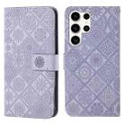 For Samsung Galaxy S25 Ultra 5G Ethnic Style Embossed Pattern Leather Phone Case(Purple) - 1