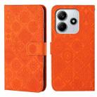 For Redmi Note 14 5G Ethnic Style Embossed Pattern Leather Phone Case(Orange) - 1