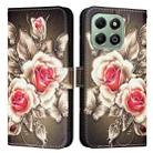 For Honor X6b Colored Drawing Pattern Plain Weave Leather Phone Case(Roses On Black) - 2