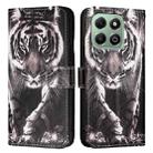 For Honor X6b Colored Drawing Pattern Plain Weave Leather Phone Case(Black And White Tiger) - 2