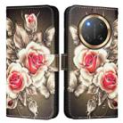 For Honor X9c 5G Colored Drawing Pattern Plain Weave Leather Phone Case(Roses On Black) - 2