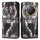 For Honor X9c 5G Colored Drawing Pattern Plain Weave Leather Phone Case(Black And White Tiger) - 2