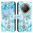 For Honor X9c 5G Colored Drawing Pattern Plain Weave Leather Phone Case(Tower Butterfly) - 2