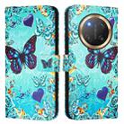 For Honor X9c 5G Colored Drawing Pattern Plain Weave Leather Phone Case(Love Butterfly) - 2