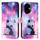 For Honor 300 Colored Drawing Pattern Plain Weave Leather Phone Case(Baby Panda) - 2