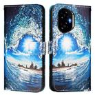 For Honor 300 Colored Drawing Pattern Plain Weave Leather Phone Case(Waves And Sun) - 2