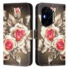 For Honor 300 Pro / 300 Ultra Colored Drawing Pattern Plain Weave Leather Phone Case(Roses On Black) - 2