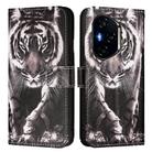 For Honor 300 Pro / 300 Ultra Colored Drawing Pattern Plain Weave Leather Phone Case(Black And White Tiger) - 2