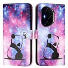 For Honor 300 Pro / 300 Ultra Colored Drawing Pattern Plain Weave Leather Phone Case(Baby Panda) - 2