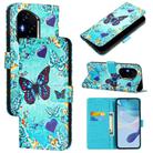 For Honor 300 Pro / 300 Ultra Colored Drawing Pattern Plain Weave Leather Phone Case(Love Butterfly) - 1