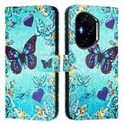 For Honor 300 Pro / 300 Ultra Colored Drawing Pattern Plain Weave Leather Phone Case(Love Butterfly) - 2