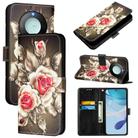 For Honor X9c Smart 5G Colored Drawing Pattern Plain Weave Leather Phone Case(Roses On Black) - 1